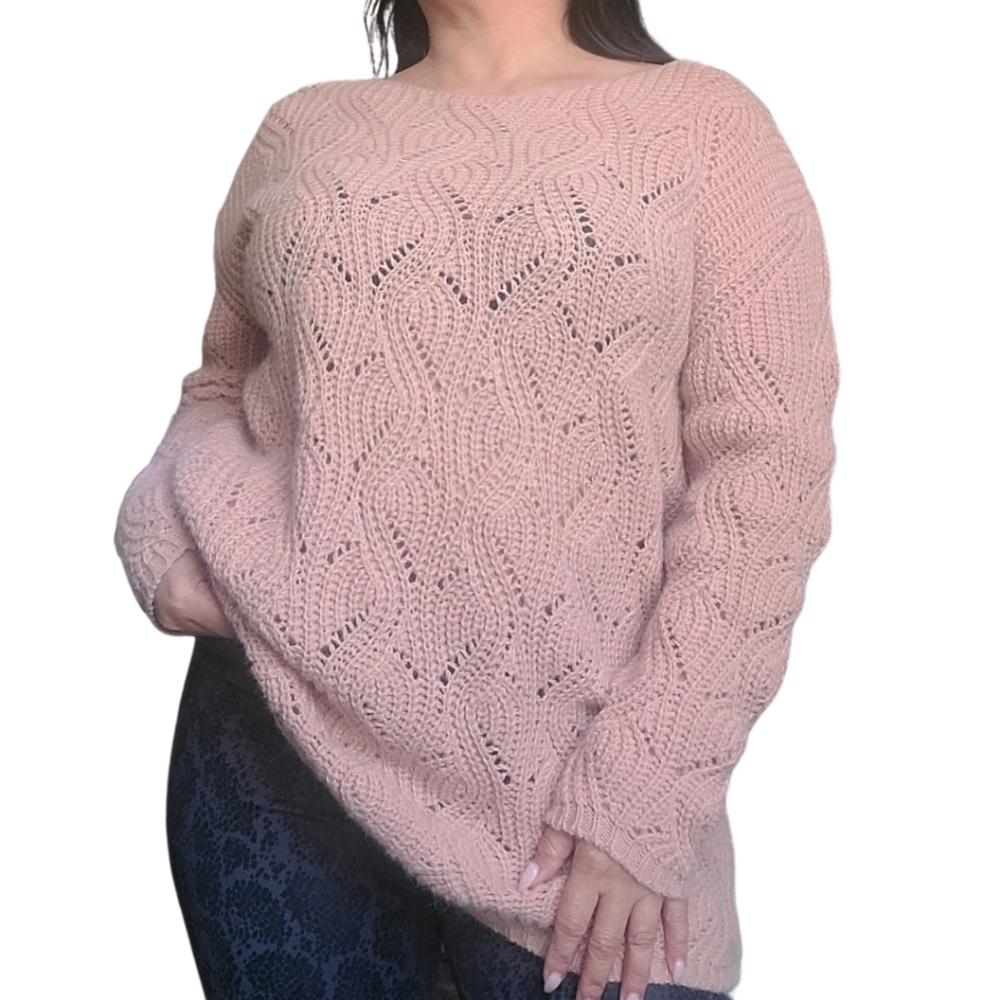 Belina Pullover Longsleeve Knit Sweater Size L in Pale Pink